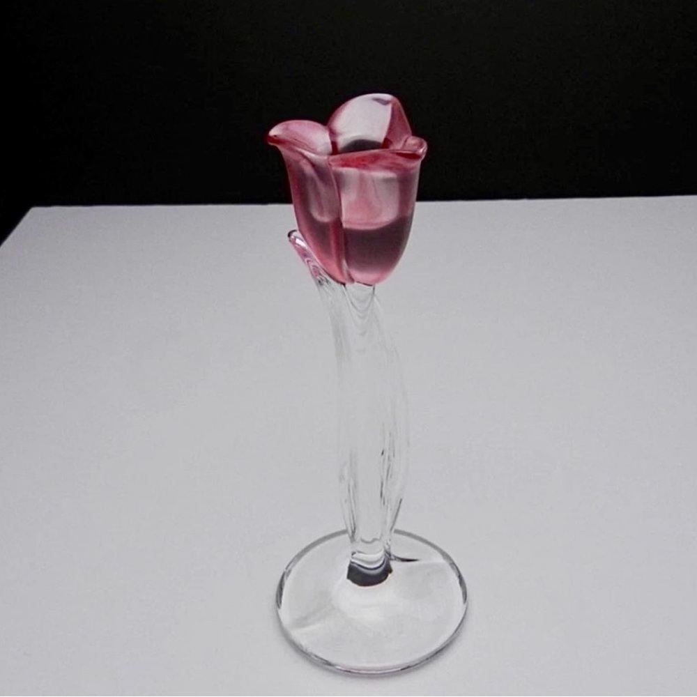 Mikasa Pink Crystal Candle Holder Vintage Glass Home Decor Romantic Cottagecore - Picture 3 of 11